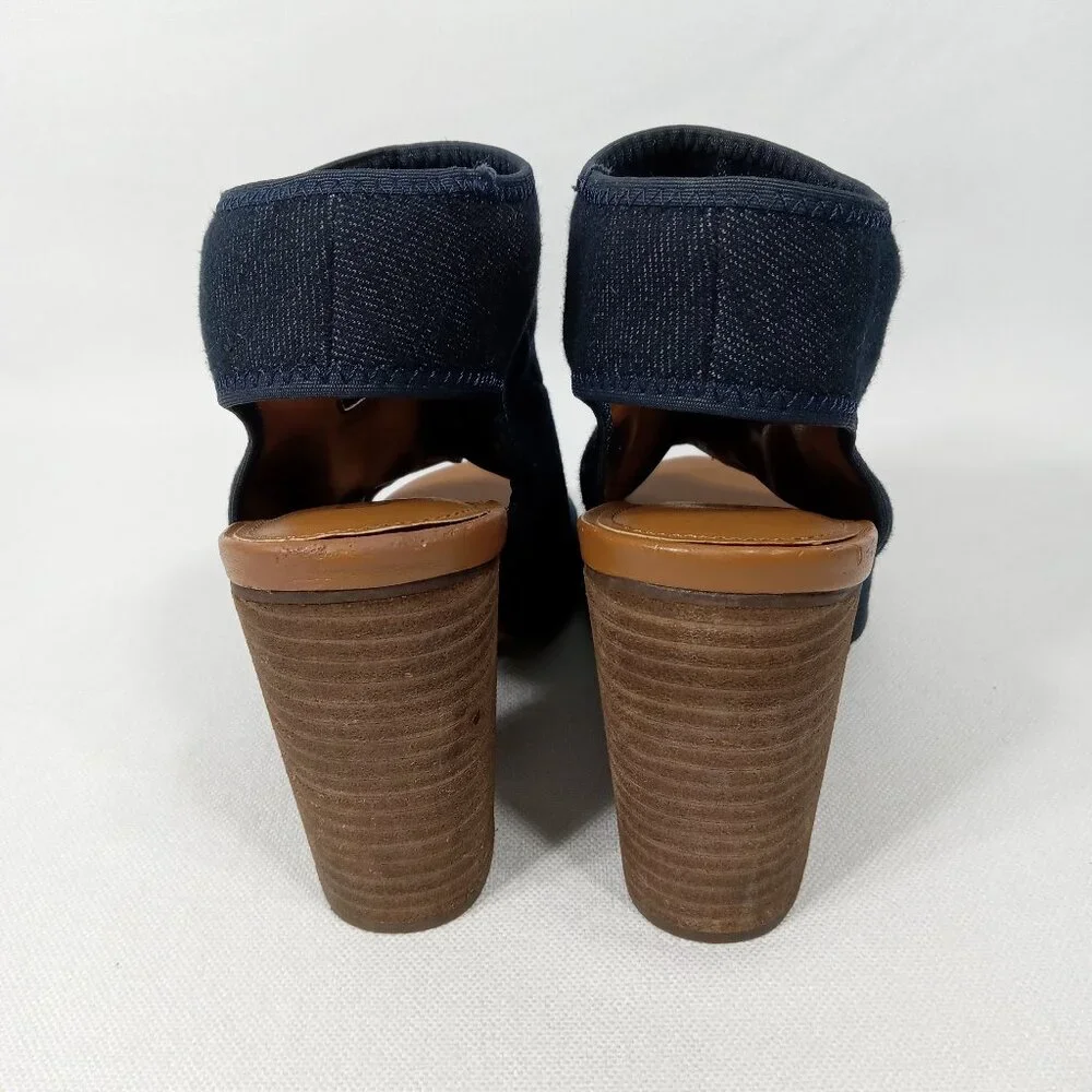 CATO Navy Blue Jean Denim Look Open-Toe Sandals Womens Size 8 - Picture 11 of 16